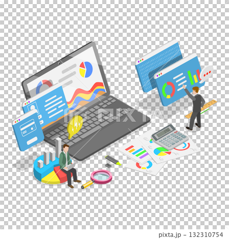 3D Isometric Flat  Illustration of IT Project Management. Item 3 3D Isometric Flat  Illustration of IT Project Management. Item 3 132310754