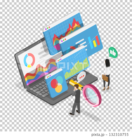 3D Isometric Flat  Illustration of IT Project Management. Item 2 3D Isometric Flat  Illustration of IT Project Management. Item 2 132310755