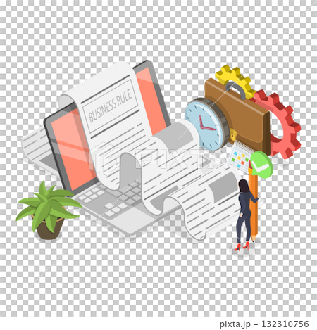 3D Isometric Flat  Illustration of IT Project Management. Item 1 132310756