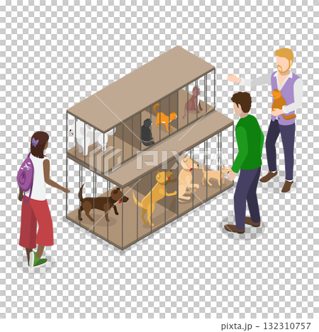 3D Isometric Flat Illustration of Pet Adopting. Item 3 3D Isometric Flat Illustration of Pet Adopting. Item 3 132310757