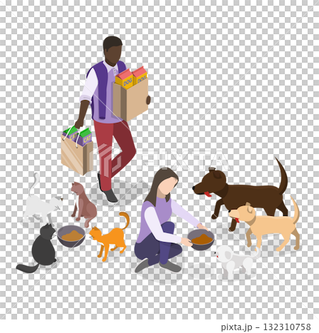 3D Isometric Flat  Illustration of Pet Adopting. Item 2 132310758