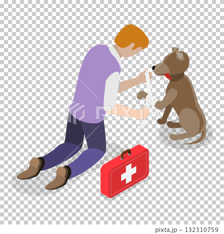3D Isometric Flat  Illustration of Pet Adopting. Item 1 132310759