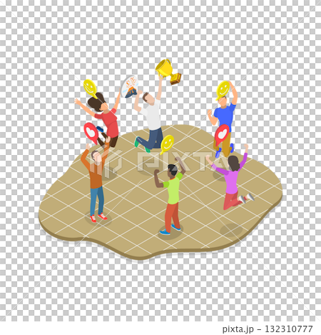 3D Isometric Flat Illustration of Sport Team Mates. Item 2 3D Isometric Flat Illustration of Sport Team Mates. Item 2 132310777