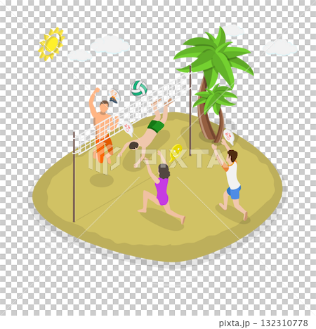 3D Isometric Flat  Illustration of Sport Team Mates. Item 1 132310778