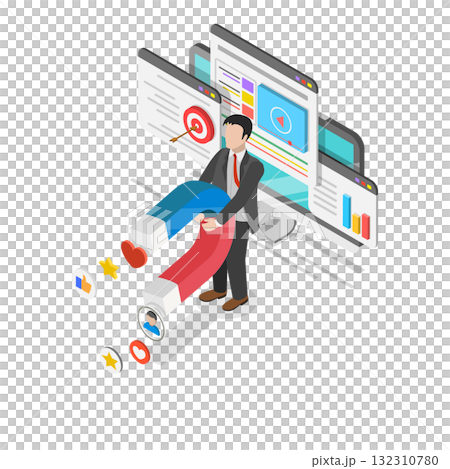3D Isometric Flat Illustration of Internet Marketing. Item 2 3D Isometric Flat Illustration of Internet Marketing. Item 2 132310780
