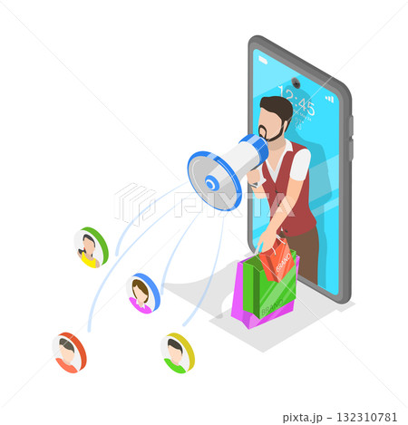 3D Isometric Flat  Illustration of Internet Marketing. Item 1 132310781