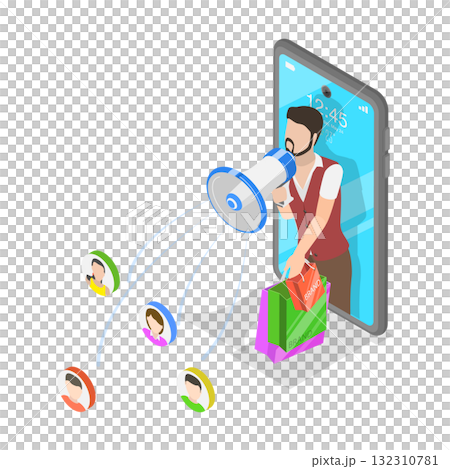 3D Isometric Flat  Illustration of Internet Marketing. Item 1 132310781