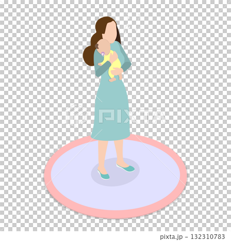 3D Isometric Flat  Illustration of Newborn Care. Item 2 132310783
