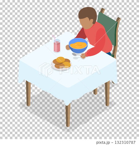 3D Isometric Flat  Illustration of Kids Daily Routine. Item 8 132310787