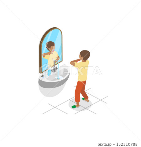 3D Isometric Flat Illustration of Kids Daily Routine. Item 7 3D Isometric Flat Illustration of Kids Daily Routine. Item 7 132310788