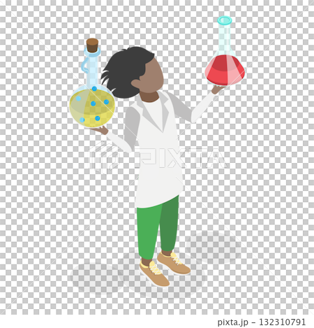 3D Isometric Flat  Illustration of Scientists Kids Characters. Item 2 132310791