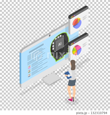 3D Isometric Flat Illustration of AI In Human Resources. Item 2 3D Isometric Flat Illustration of AI In Human Resources. Item 2 132310794