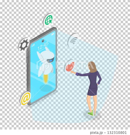 3D Isometric Flat Illustration of AI... - Stock Illustration [132310801 ...