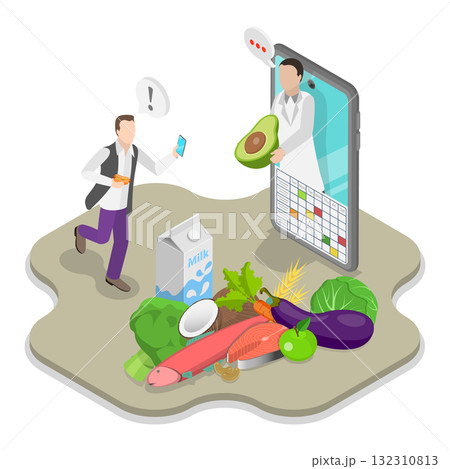 3D Isometric Flat  Illustration of Diet Plan. Item 1 132310813