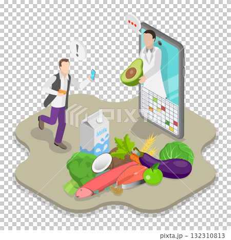 3D Isometric Flat  Illustration of Diet Plan. Item 1 132310813