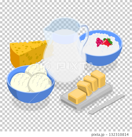 3D Isometric Flat Illustration of Dairy Farm. Item 2 3D Isometric Flat Illustration of Dairy Farm. Item 2 132310814