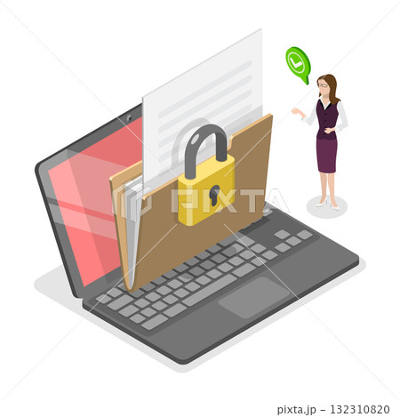 3D Isometric Flat  Illustration of Data Loss Prevention. Item 3 132310820