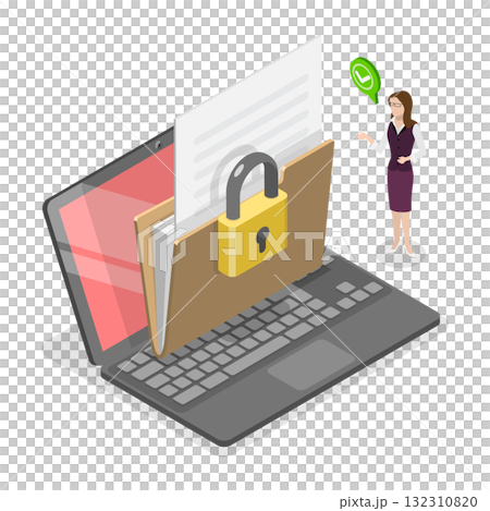 3D Isometric Flat  Illustration of Data Loss Prevention. Item 3 132310820