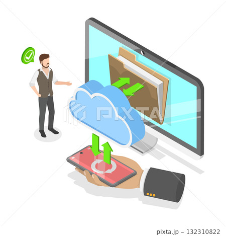 3D Isometric Flat Illustration of Data Loss Prevention. Item 1 3D Isometric Flat Illustration of Data Loss Prevention. Item 1 132310822