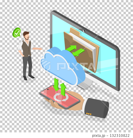 3D Isometric Flat  Illustration of Data Loss Prevention. Item 1 132310822