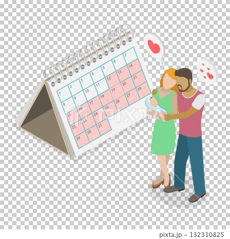 3D Isometric Flat Illustration of Maternity And Paternity Leave. Item 1 3D Isometric Flat Illustration of Maternity And Paternity Leave. Item 1 132310825