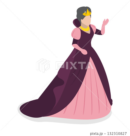 3D Isometric Flat  Set of Fairy Characters. Item 3 132310827