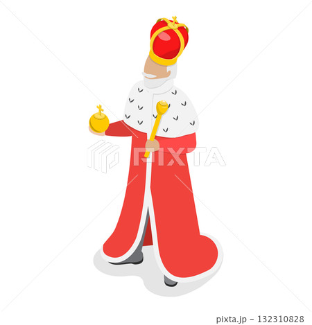 3D Isometric Flat  Set of Fairy Characters. Item 2 132310828