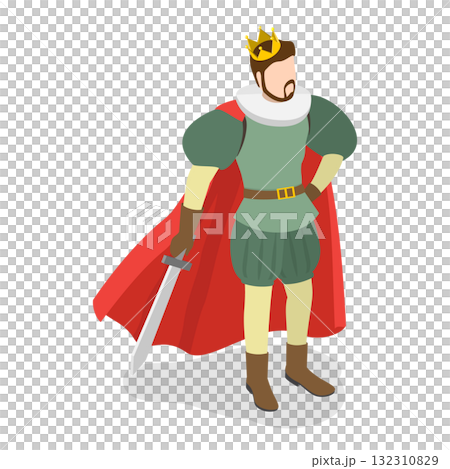 3D Isometric Flat  Set of Fairy Characters. Item 1 132310829