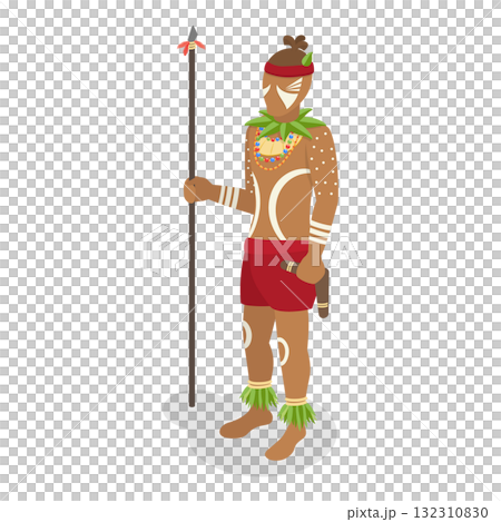 3D Isometric Flat Set of Native Tribal People. Item 5 3D Isometric Flat Set of Native Tribal People. Item 5 132310830