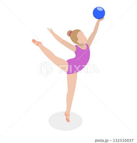 3D Isometric Flat  Set of Athletic Gymnastics. Item 5 132310837
