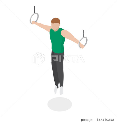 3D Isometric Flat  Set of Athletic Gymnastics. Item 4 132310838