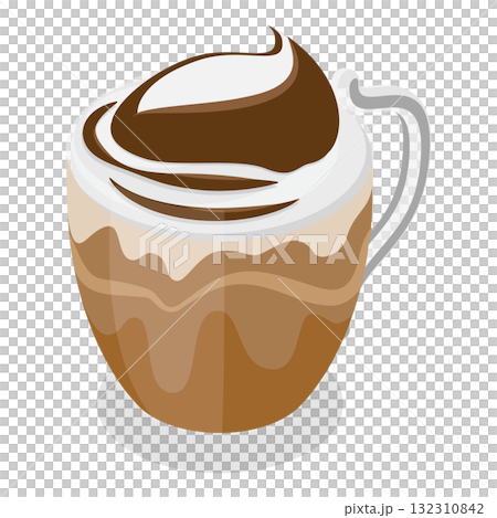 3D Isometric Flat  Set of Coffee Beverages. Item 10 132310842