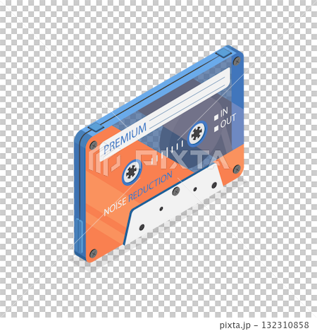 3D Isometric Flat  Illustration of Retro Tapes. Item 1 132310858
