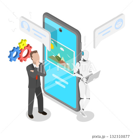 3D Isometric Flat  Illustration of Prompt Engineering. Item 3 132310877