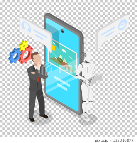 3D Isometric Flat  Illustration of Prompt Engineering. Item 3 132310877