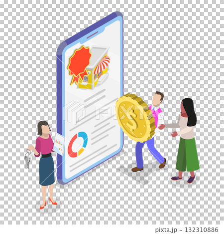 3D Isometric Flat  Illustration of Real Estate Investment. Item 1 3D Isometric Flat  Illustration of Real Estate Investment. Item 1 132310886