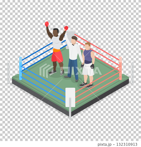 3D Isometric Flat Illustration of Boxing People. Item 2 3D Isometric Flat Illustration of Boxing People. Item 2 132310913
