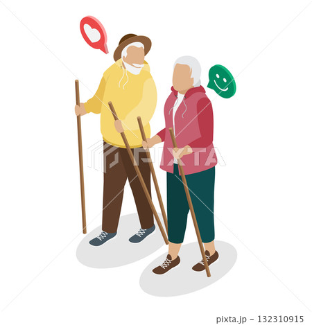 3D Isometric Flat Illustration of Diverse Elderly People. Item 3 3D Isometric Flat Illustration of Diverse Elderly People. Item 3 132310915