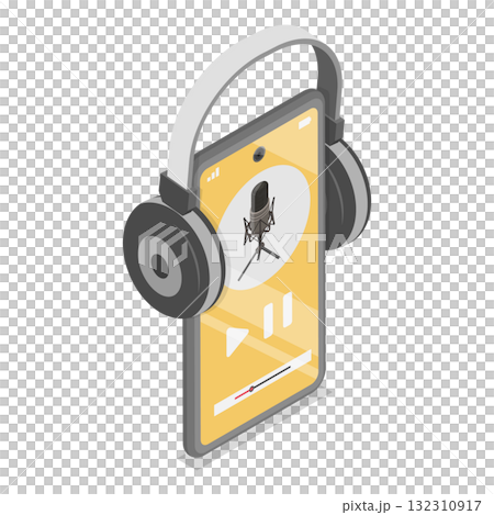 3D Isometric Flat  Illustration of Podcast Scenes Set. Item 3 132310917