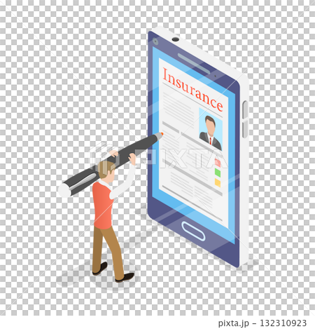 3D Isometric Flat  Illustration of Insurance Policy. Item 3 132310923