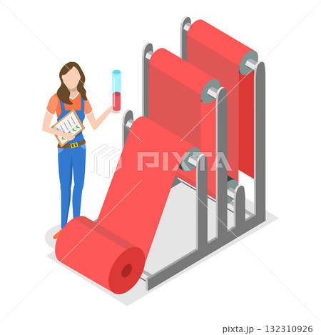 3D Isometric Flat  Illustration of Light Industry Factory. Item 3 132310926