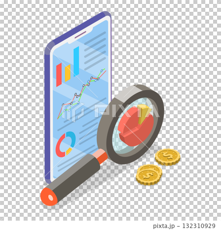 3D Isometric Flat  Illustration of Seo Analysis. Item 3 132310929