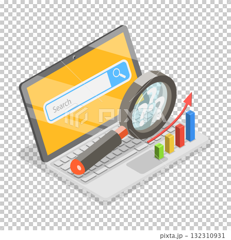 3D Isometric Flat  Illustration of Seo Analysis. Item 1 3D Isometric Flat  Illustration of Seo Analysis. Item 1 132310931