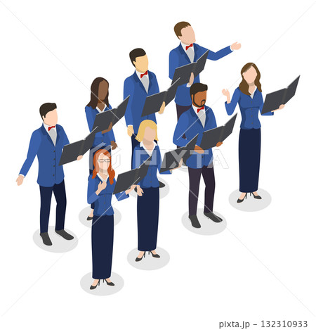 3D Isometric Flat  Illustration of Choral Singing. Item 2 132310933