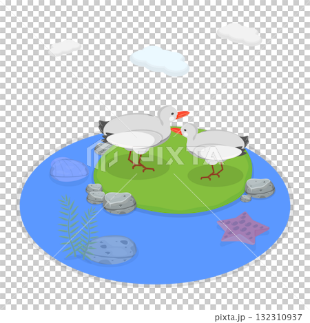 3D Isometric Flat  Illustration of Maritime Life. Item 1 132310937
