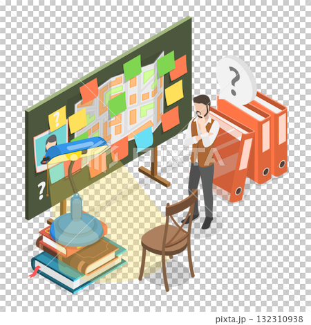 3D Isometric Flat Illustration of Private Investigating. Item 5 3D Isometric Flat Illustration of Private Investigating. Item 5 132310938