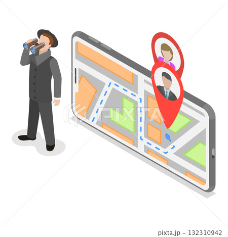 3D Isometric Flat  Illustration of Private Investigating. Item 1 132310942