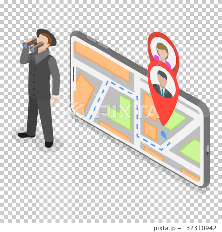 3D Isometric Flat  Illustration of Private Investigating. Item 1 132310942