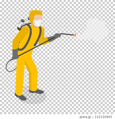 3D Isometric Flat  Illustration of Disinfection Service. Item 10 132310945