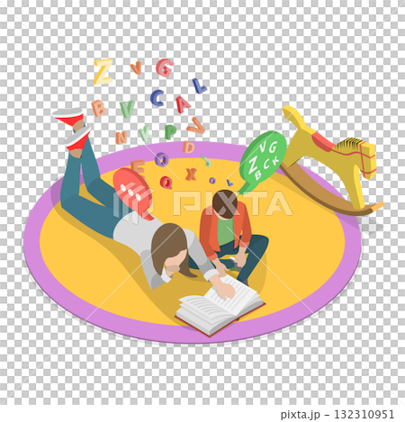 3D Isometric Flat Set of Parents Learning with their Kids. Item 1 3D Isometric Flat Set of Parents Learning with their Kids. Item 1 132310951